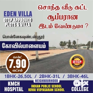 East facing DTCP Approved Residential Plots For Sale @ KOVILPALAYAM